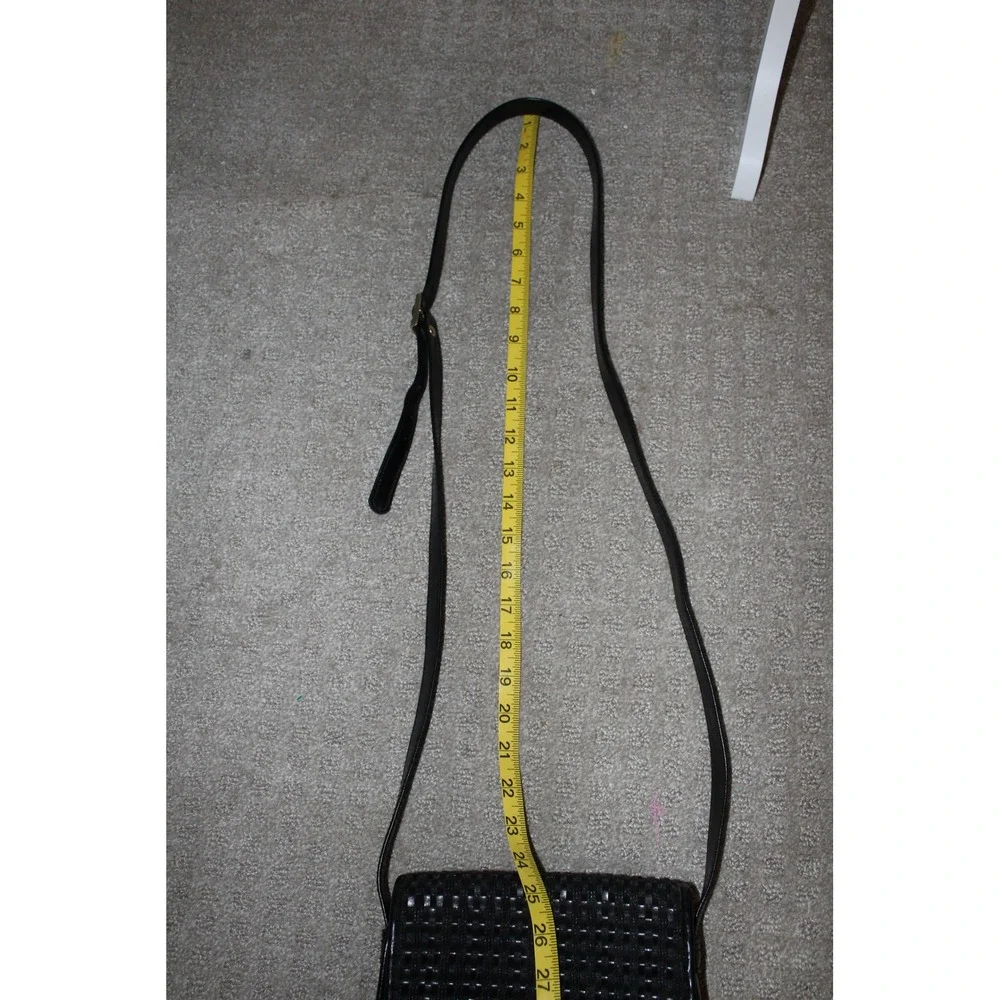VTG Liz Claiborne Black‎ Woven Leather Crossbody Bag Organizer Purse
